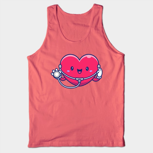 Cute Heart With Stethoscope Cartoon Tank Top by Catalyst Labs